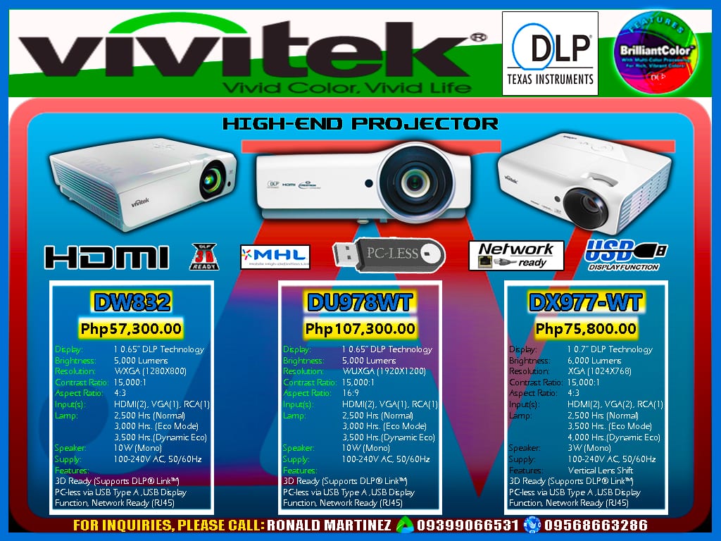 Projector Vivitek DW832 5000 Lumens DLP Projector