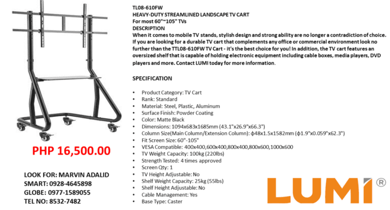 Lumi TV Cart/Troller Heavy Duty