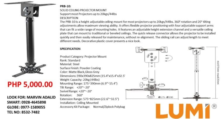 Lumi TV Bracket and Mount Ceiling Bracket Projecto