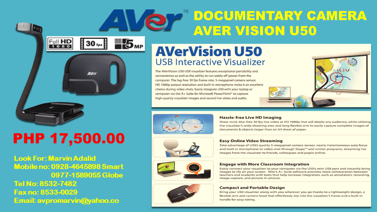 Aver vision Visualizer Multimedia Document Cameras