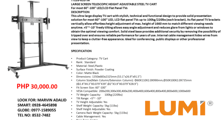 Lumi TV Cart/Troller Heavy Duty