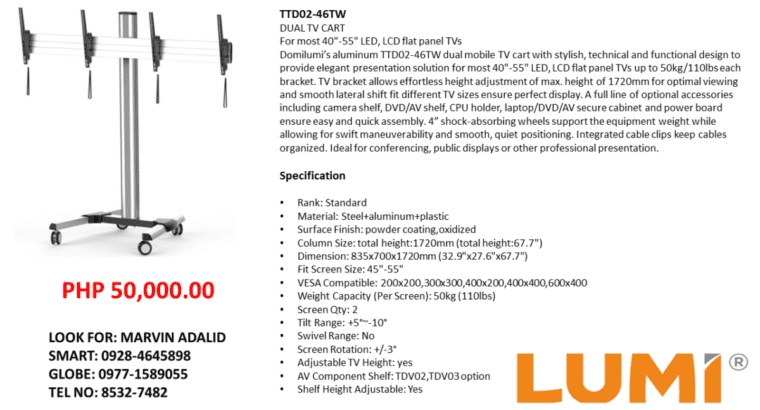 Lumi TV Cart/Troller Heavy Duty