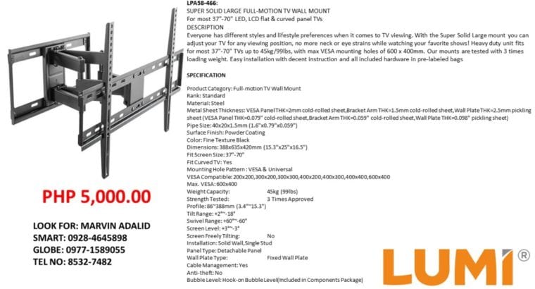 Lumi TV Bracket and Mount Ceiling Bracket Projecto