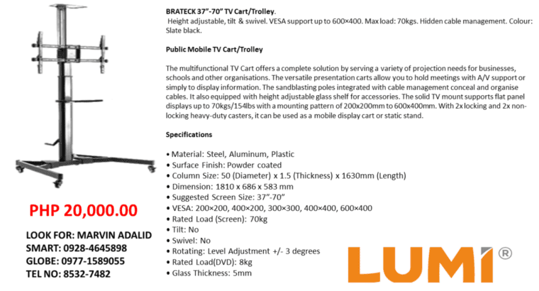 Lumi TV Cart/Troller Heavy Duty