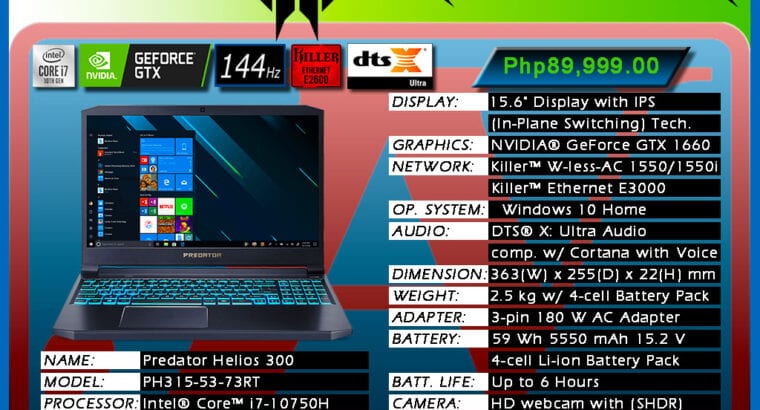 Laptop ACER PREDATOR HELIOS 300 CORE i7- PH315-53-